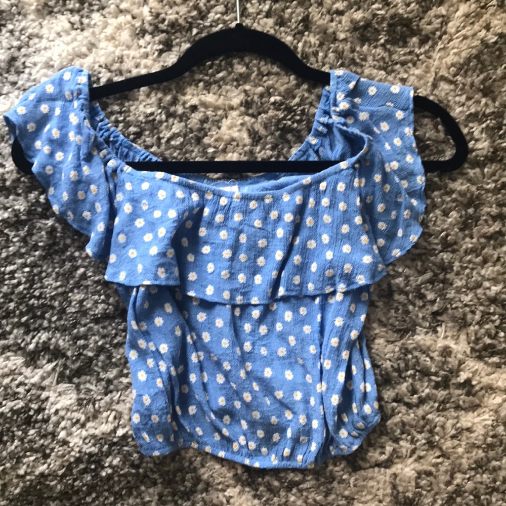 Blue floral crop top